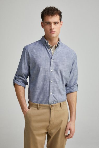 Camisa algodón slub lisa