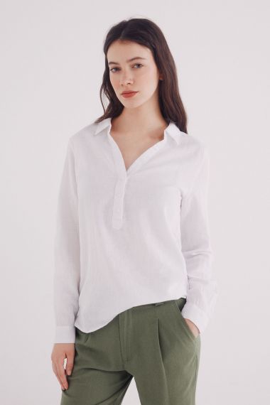 Blusa polera algodón lino