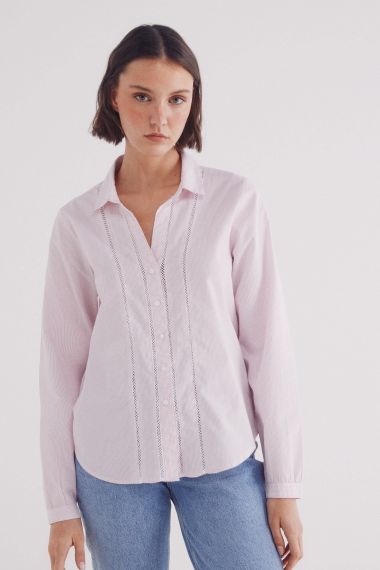 Camisa lace insertado 