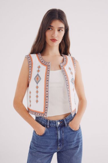 MUJER TEJIDO CHALECO 