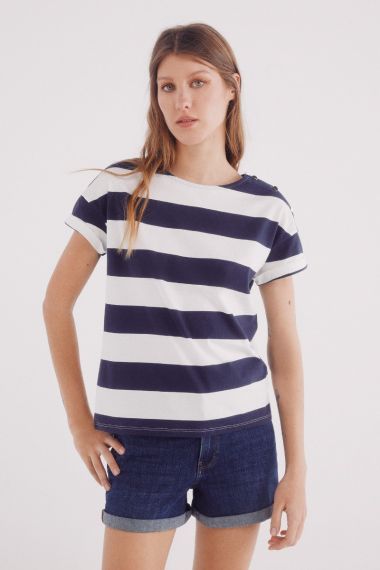 Camiseta manga vuelta botones hombro