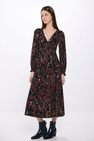 Vestido midi estampado paisley