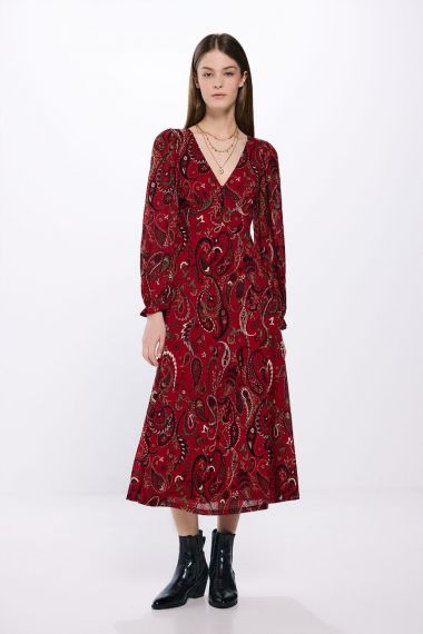 Vestido midi estampado paisley