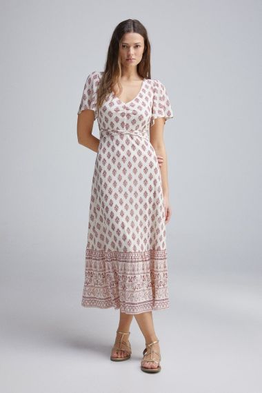 Vestido midi boho cenefa