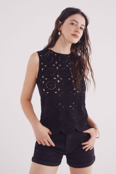 Top crochet combinado