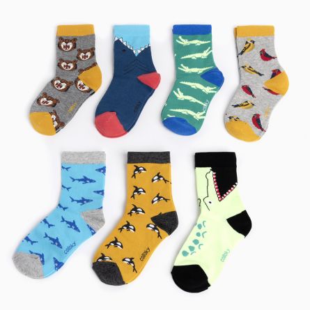 6 PACK CALCETÍN EN CAJA NIÑO MIX DE COLORES Y DISEÑO