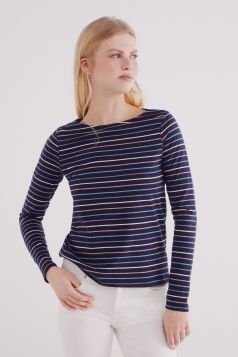 Camiseta rayas cuello barca algodón