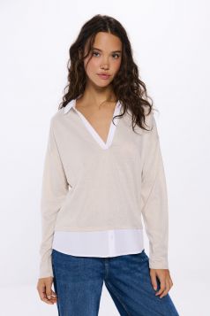 Camiseta cuello camisero combinada