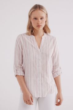 Camisa cuello mao algodón lino