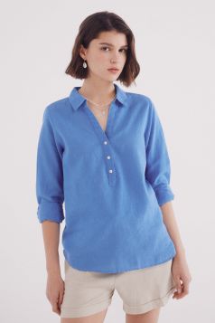 Blusa polera algodón lino