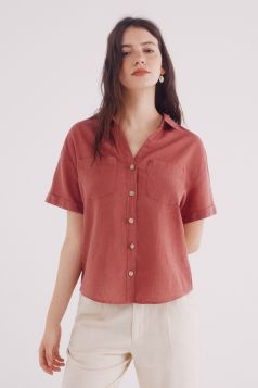Camisa manga corta algodón lino