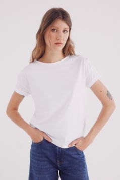 Camiseta lisa manga vuelta botones hombro
