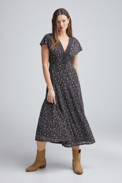 Vestido midi escote cenefa