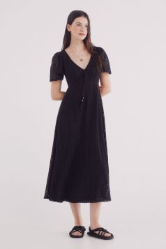 Vestido midi crochet manga capa