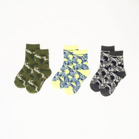 3 PACK CALCETÍN 3/4 NIÑO MULTICOLOR DISEÑO CAMUFLAJE DE DINOSAURIO