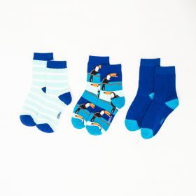 3 PACK CALCETÍN 3/4 NIÑO COLOR AZUL DISEÑO TUCÁN